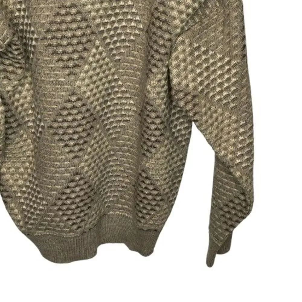 VTG Jantzen Mens Geometric Crew Neck Retro Grandpa Sweater Size L Beige Neutral